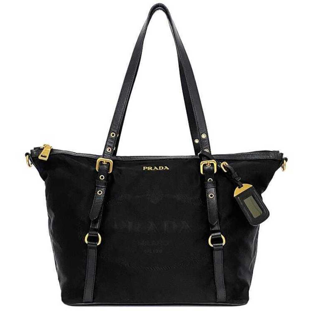 Prada Tote Bag Black Nero Black Leather Shoulder Logo Business